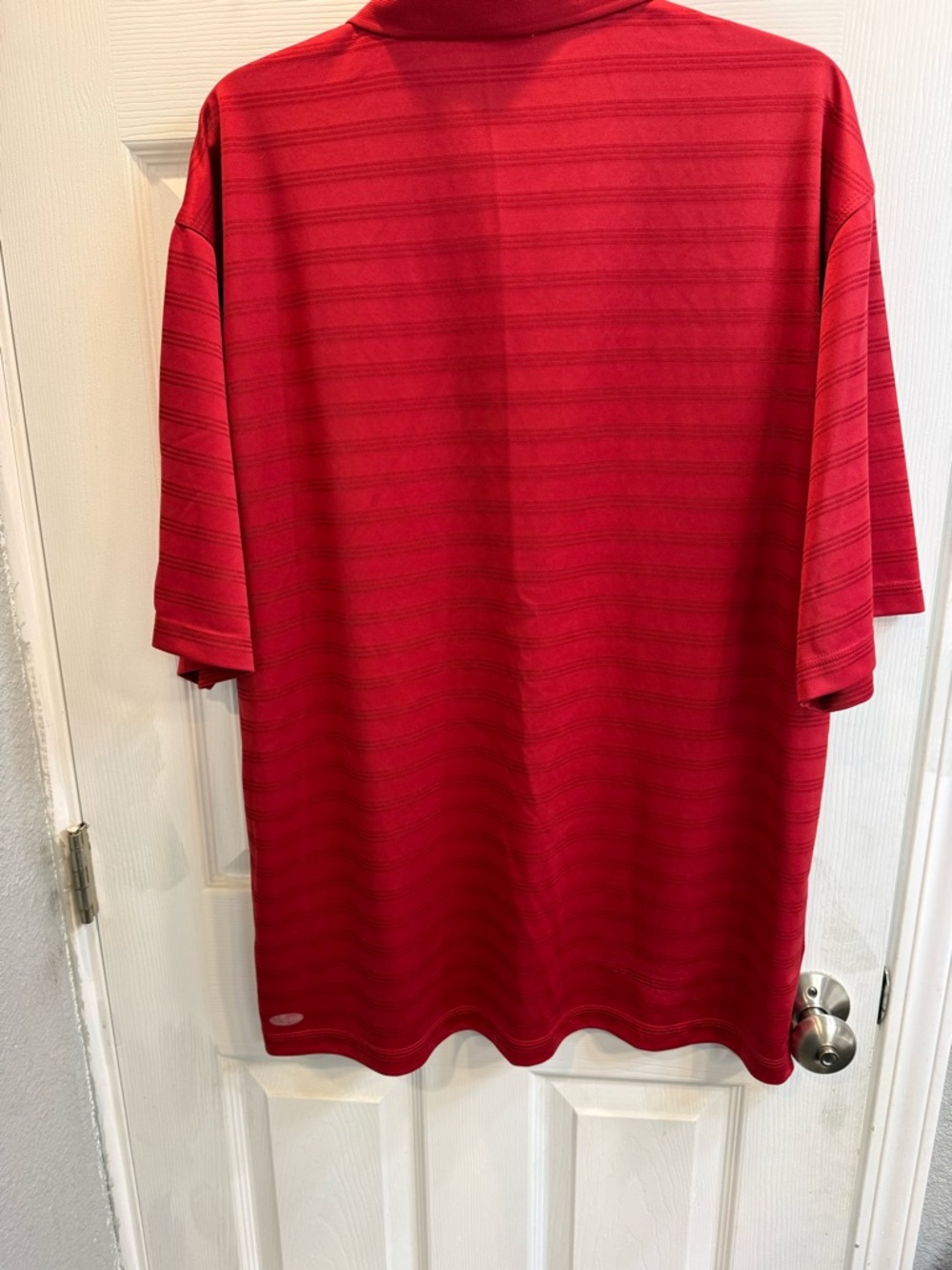 adidas Men's Red Striped Performance Polo - Picture 5 of 5